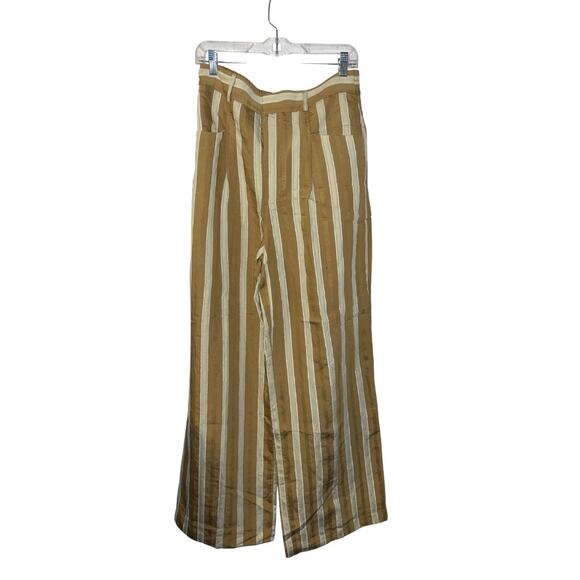 ZARA Extra Wide Leg Jacquard Striped Long Pants Size Large High Waist Trousers - Picture 2 of 5